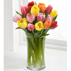 12 Mix Tulips Vase - Send Flowers Japan Online