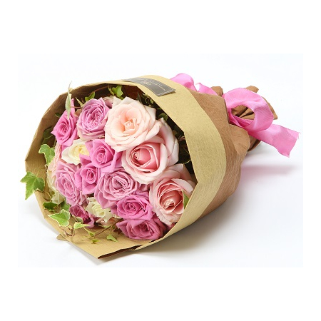 Pink Flower Japan | 12 Roses Pink Bouquet