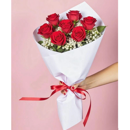 7 Red Roses Bouquet Delivery in Tokyo