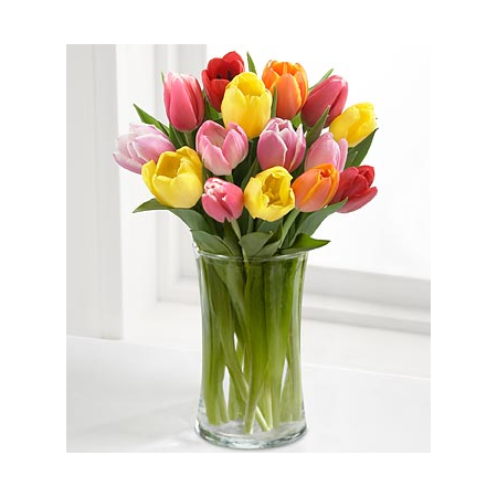 12 Mix Tulips Vase - Send Flowers Japan Online